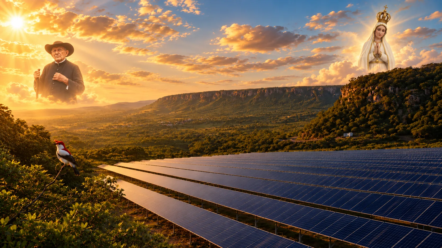 Painéis solares instalados pela Solars ao entardecer