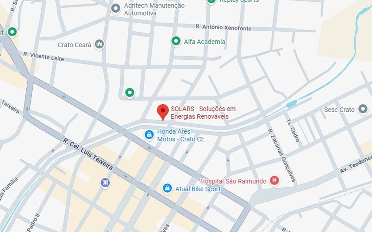 Mapa com a localização da Solars em Crato